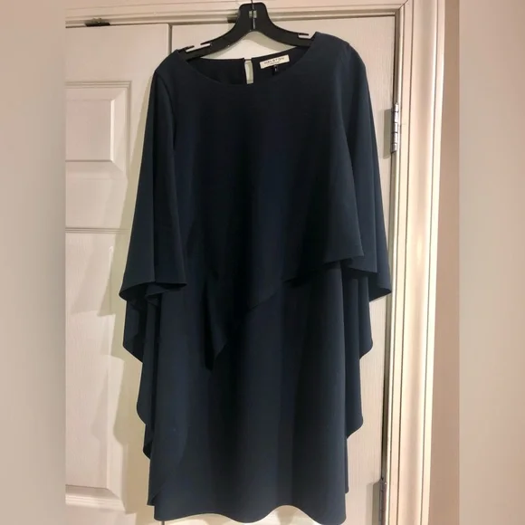 halston heritage navy blue dress Halston Heritage Navy Blue Sleeveless Midi Dress